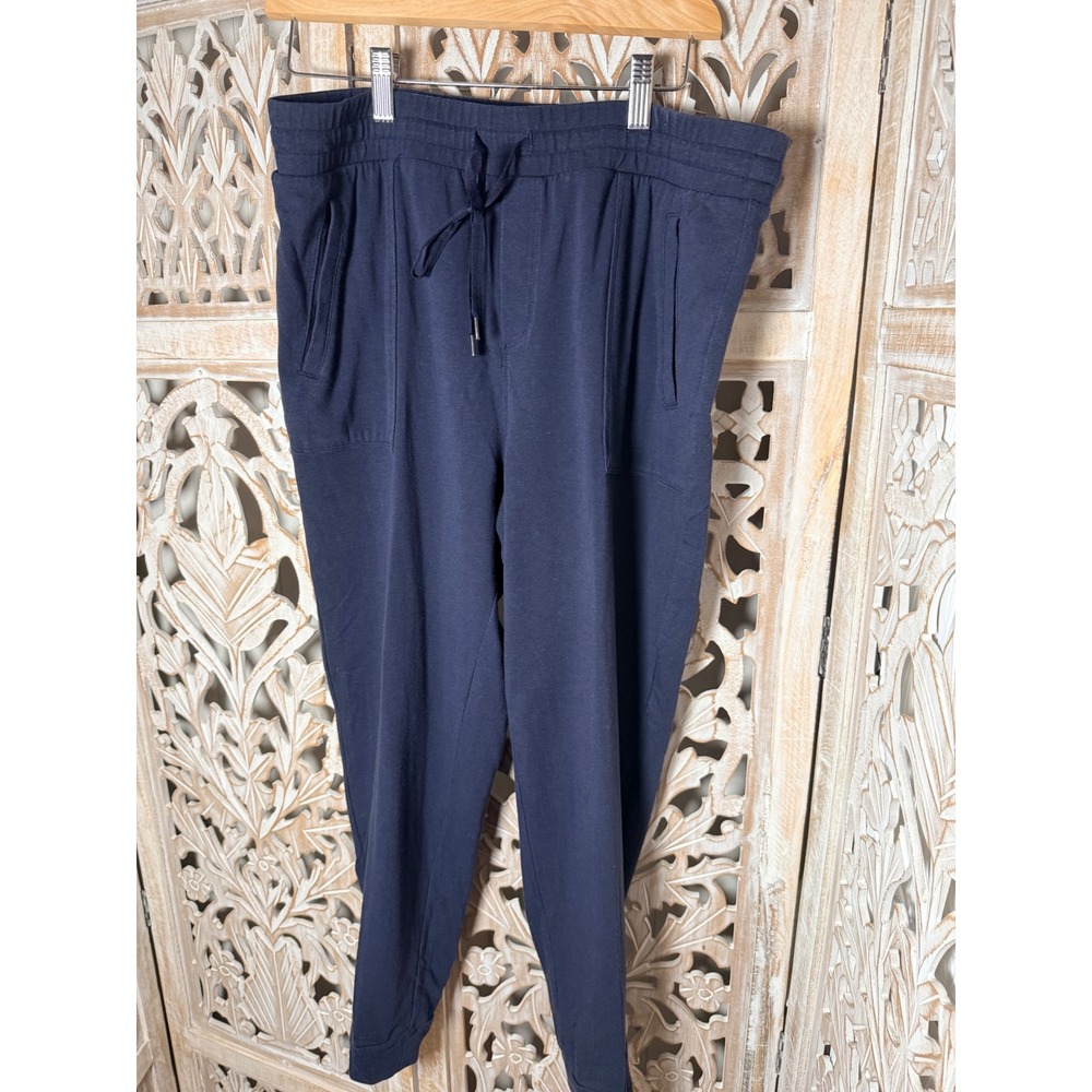T by Talbots Navy Blue Pima Cotton Modal Jogger Pants Large Petite VN5092
